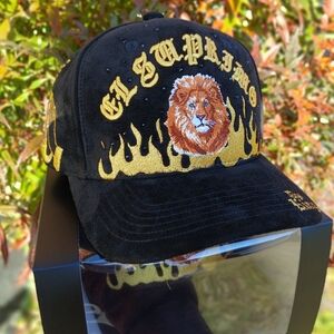 EL SUPRIMO 14K Edition✨️💎Black and Gold Lion Embroidered Cap♠️🔥